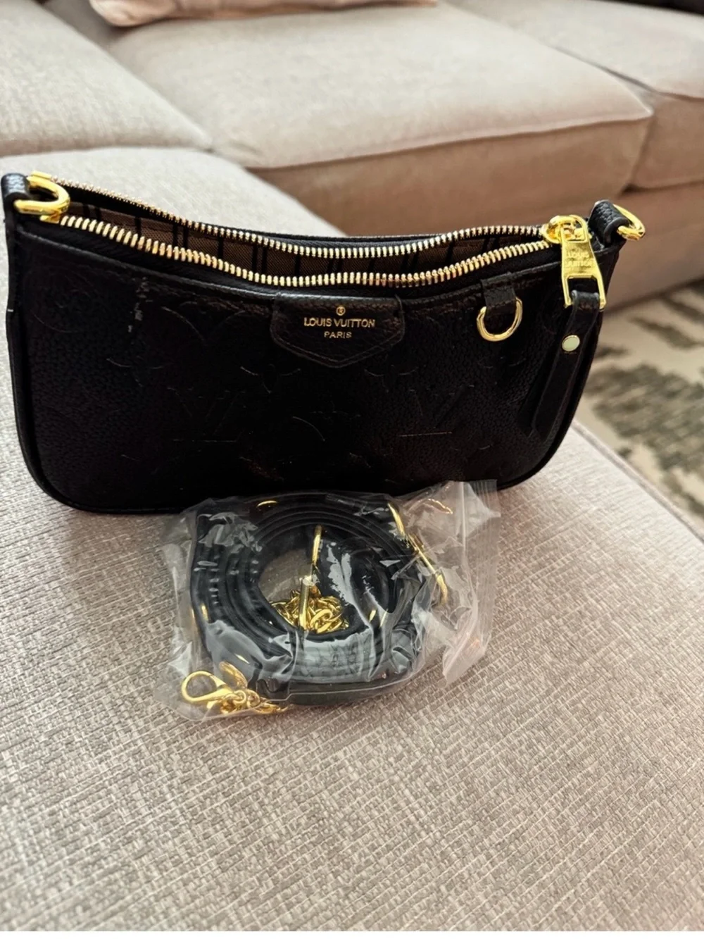 Black Mini Shoulder Bag with Gold Hardware - Picture 1 of 2